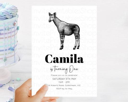 Editable Okapi Birthday Invitation Okapi Invitation Okapi Birthday Okapi Saf