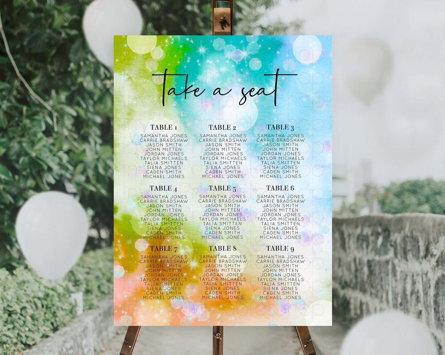 Rainbow Seating Chart Pastel Seating Chart Iridescent Sprinkles Colorful Pastel Watercolor Seating Sign Ombre Pastel Take A Seat D10692