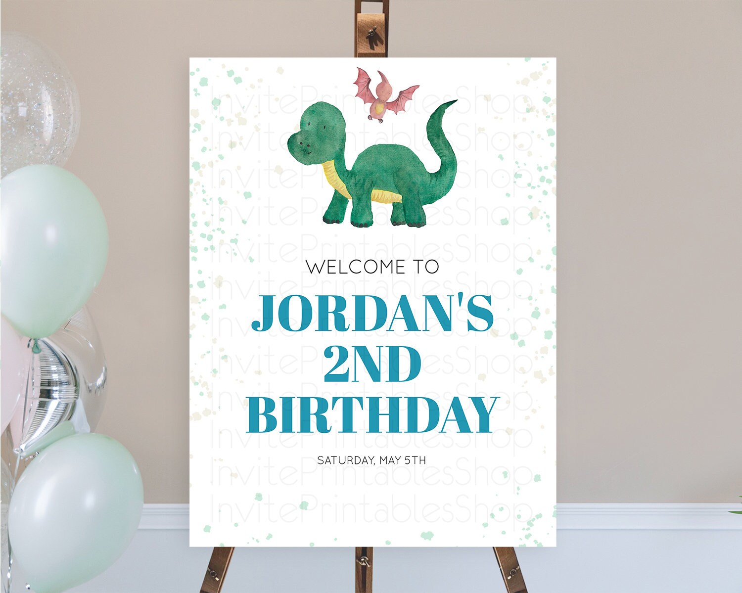 Editable Dinosaur Welcome Sign Dinosaur Volcano Welcome Poster Dino Watercol