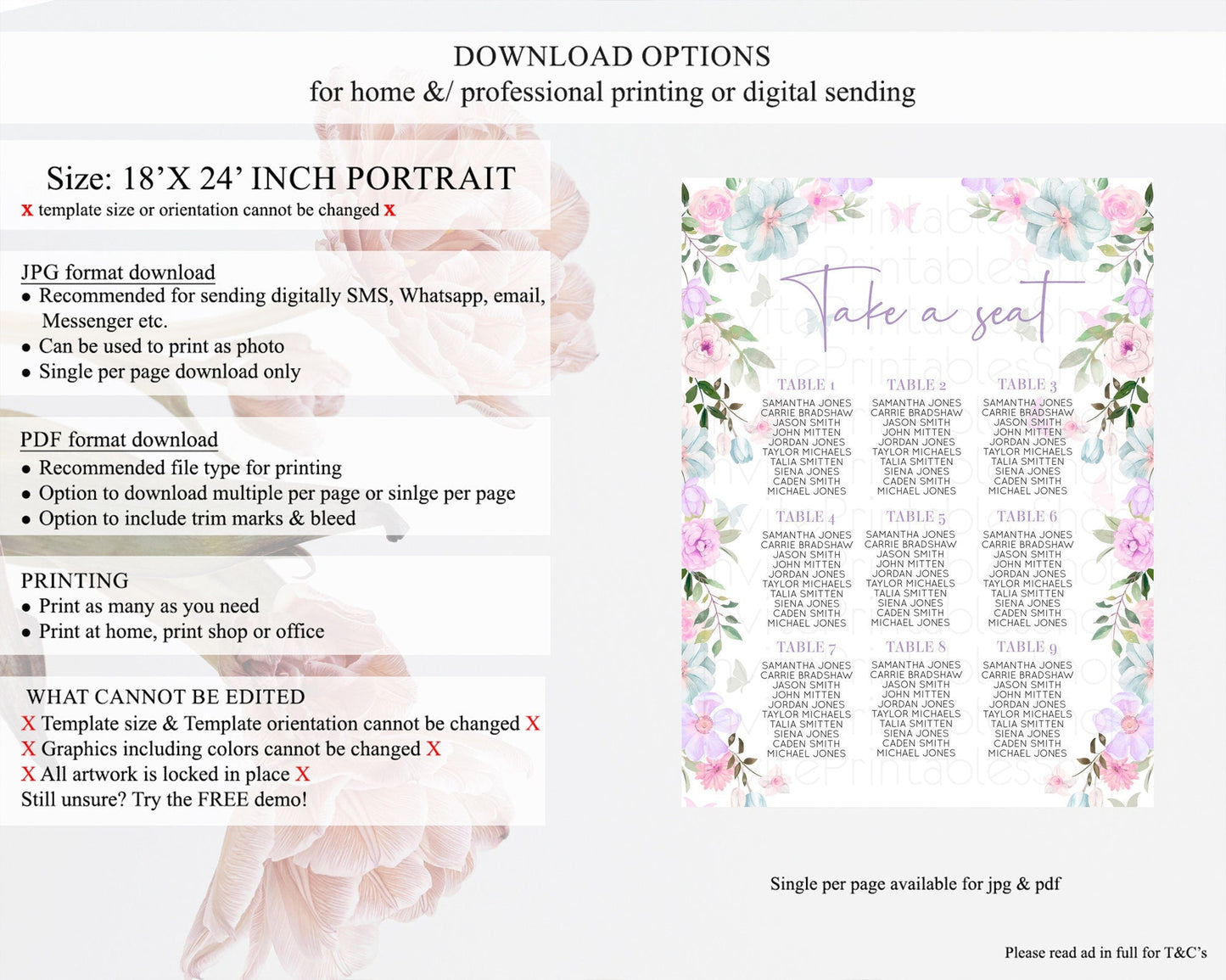 Secret Garden Seating Chart Wildflower Seating Chart Pastel Flowers Seating Chart Enchanted Garden Boho Floral Take A Seat Decor D10494