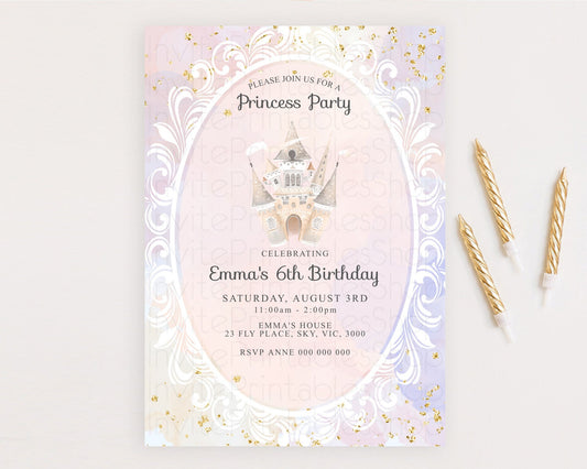 Editable Princess Birthday Invitation Princess Invitation Pastel Invitation