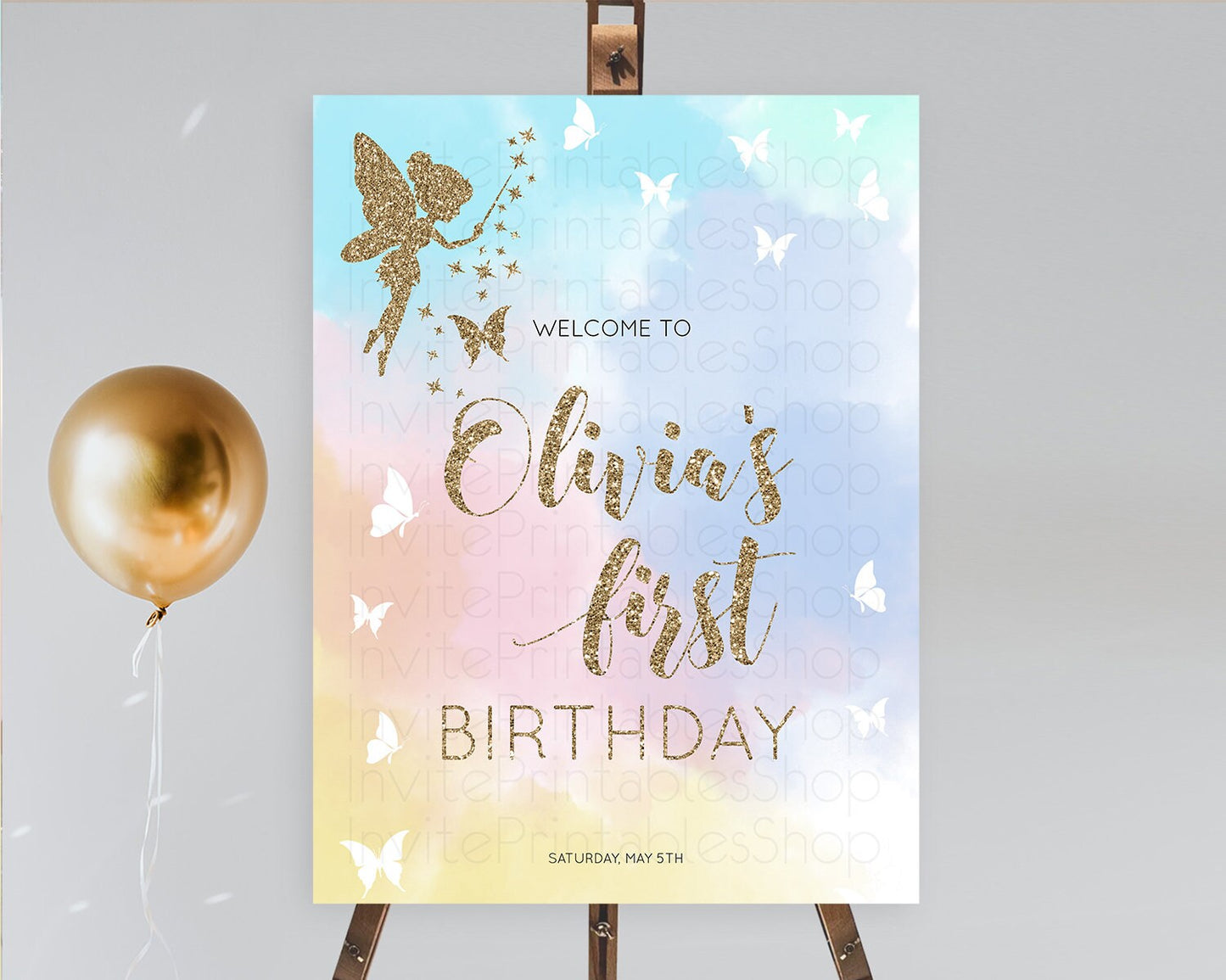 Fairy Welcome Sign Fairy Welcome Board Enchanted Garden Pastel Floral Butterfly Décor Secret Garden First Birthday Welcome Sign D10894