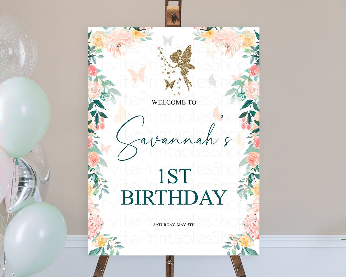 Fairy Welcome Sign Fairy Welcome Board Enchanted Garden Pastel Floral Butterfly Decor Secret Garden First Birthday Welcome Sign D10239