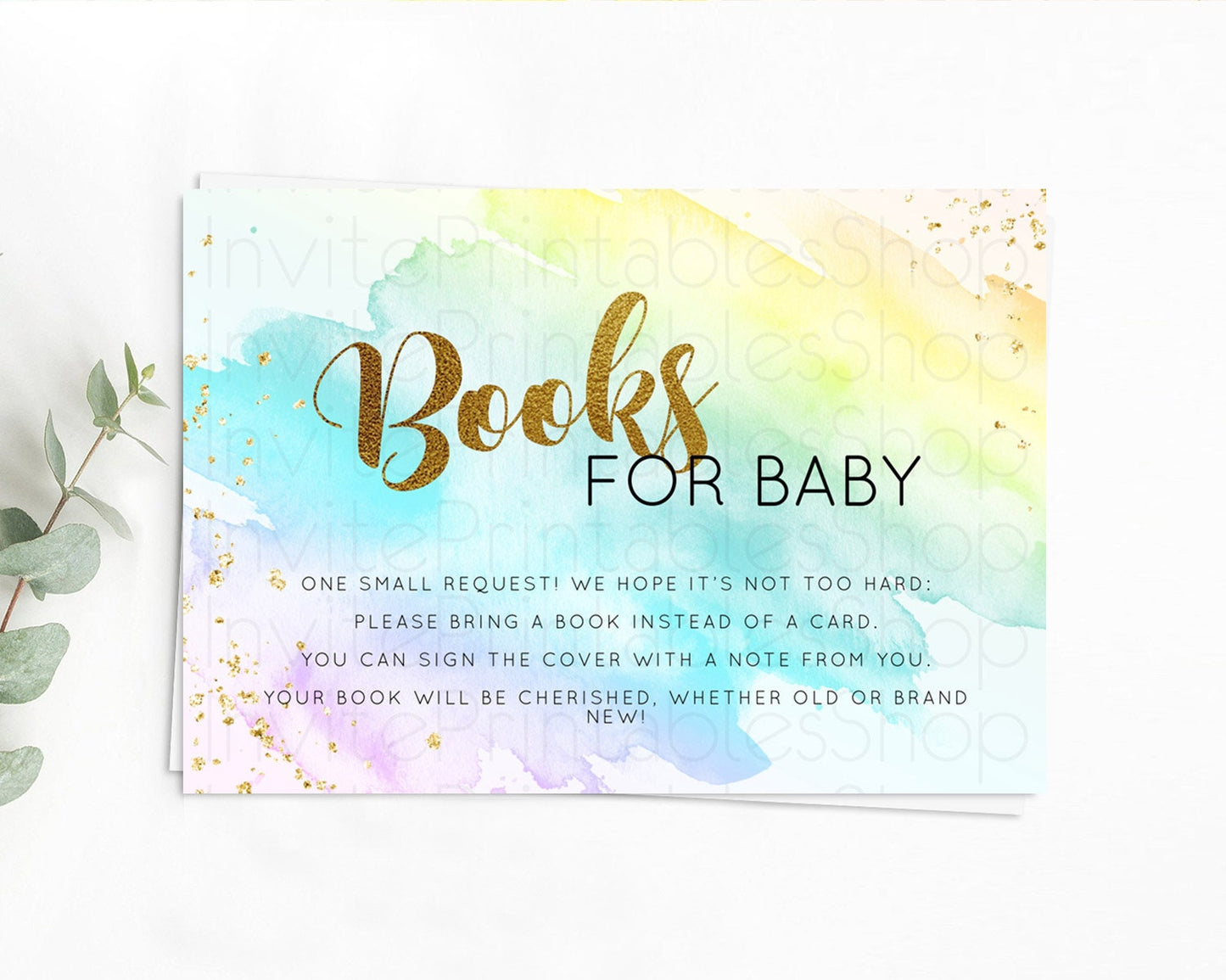 Pastel Books For Baby Card Pastel Rainbow Book Insert Colorful Ombre Watercolor Book Card Confetti Glitter Baby Book Poem Request D11026