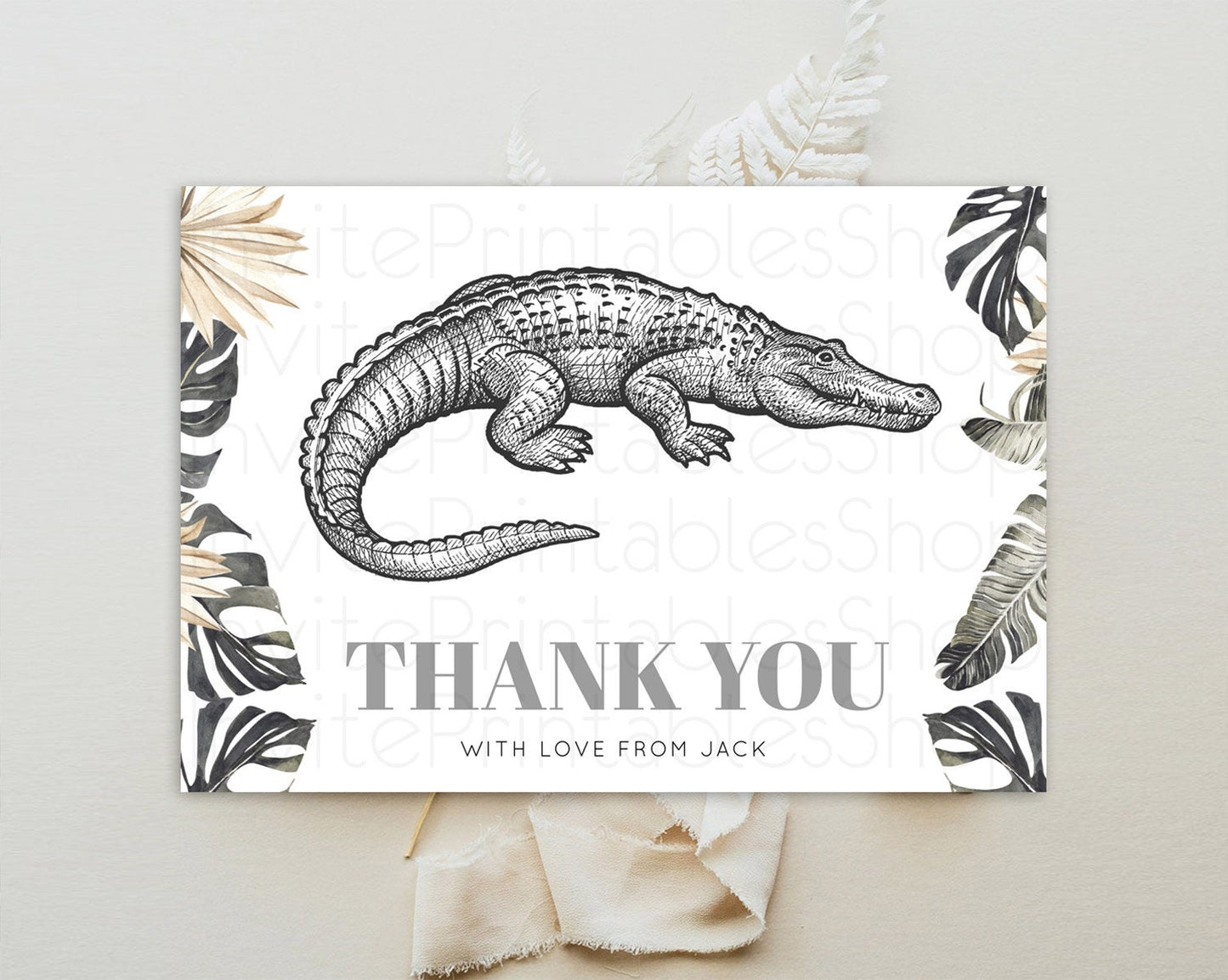 Croc Thank You Gator Thank You Card Croc Gator Party Crocodile Birthday Thank You Card Alligator Cards Teacher Thank You Cards D10830