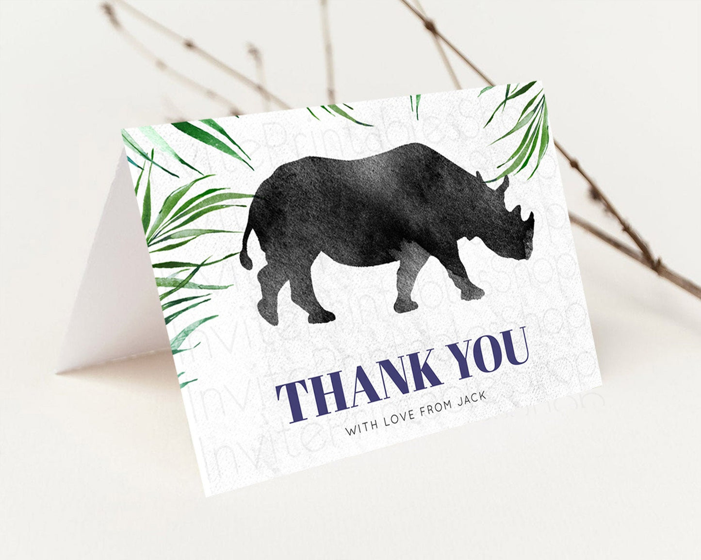 Rhino Thank You Rhino Thank You Card Rhino Birthday Thank You Card Rhino Card Template First Birthday Rhino Teacher Thank You Cards D10843