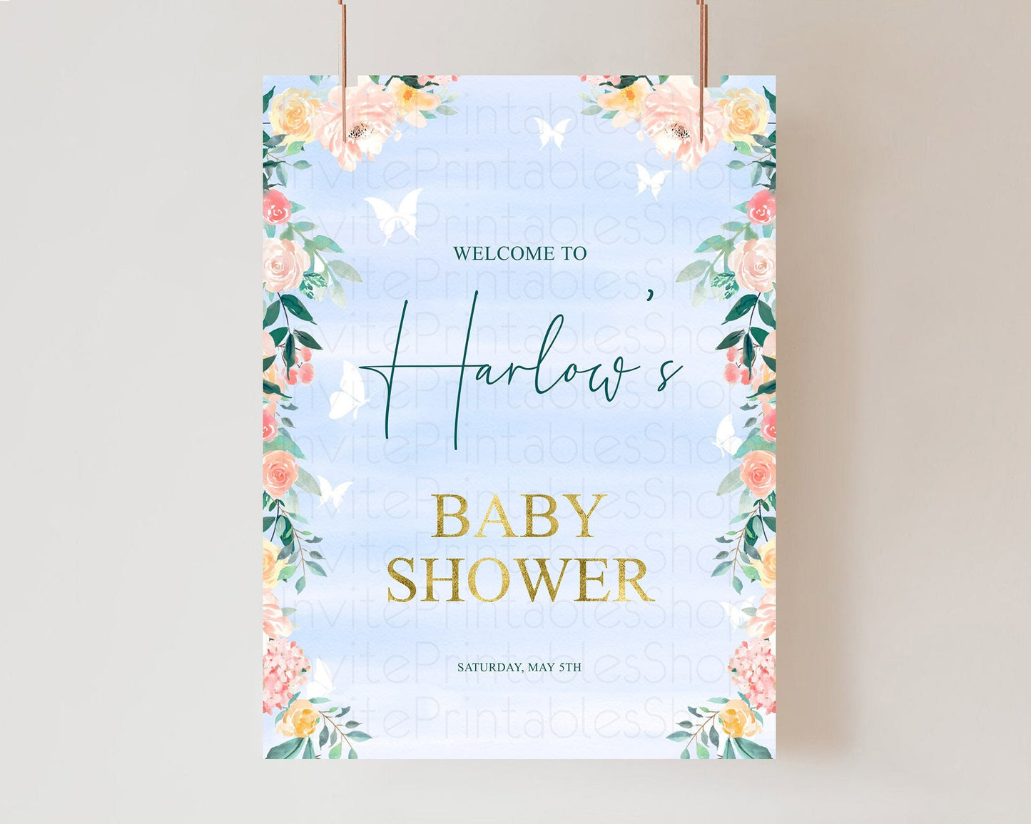Editable Secret Garden Baby Shower Welcome Sign Wildflower Welcome Board Pas