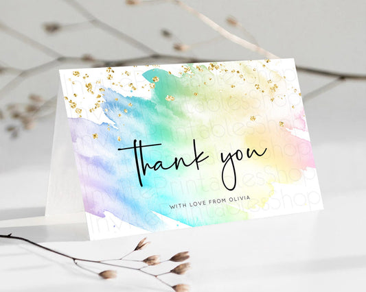 Pastel Thank You Rainbow Thank You Card Colorful Pastel Birthday Thank You Card Confetti Watercolor Pastel Teacher Thank You Cards D10279