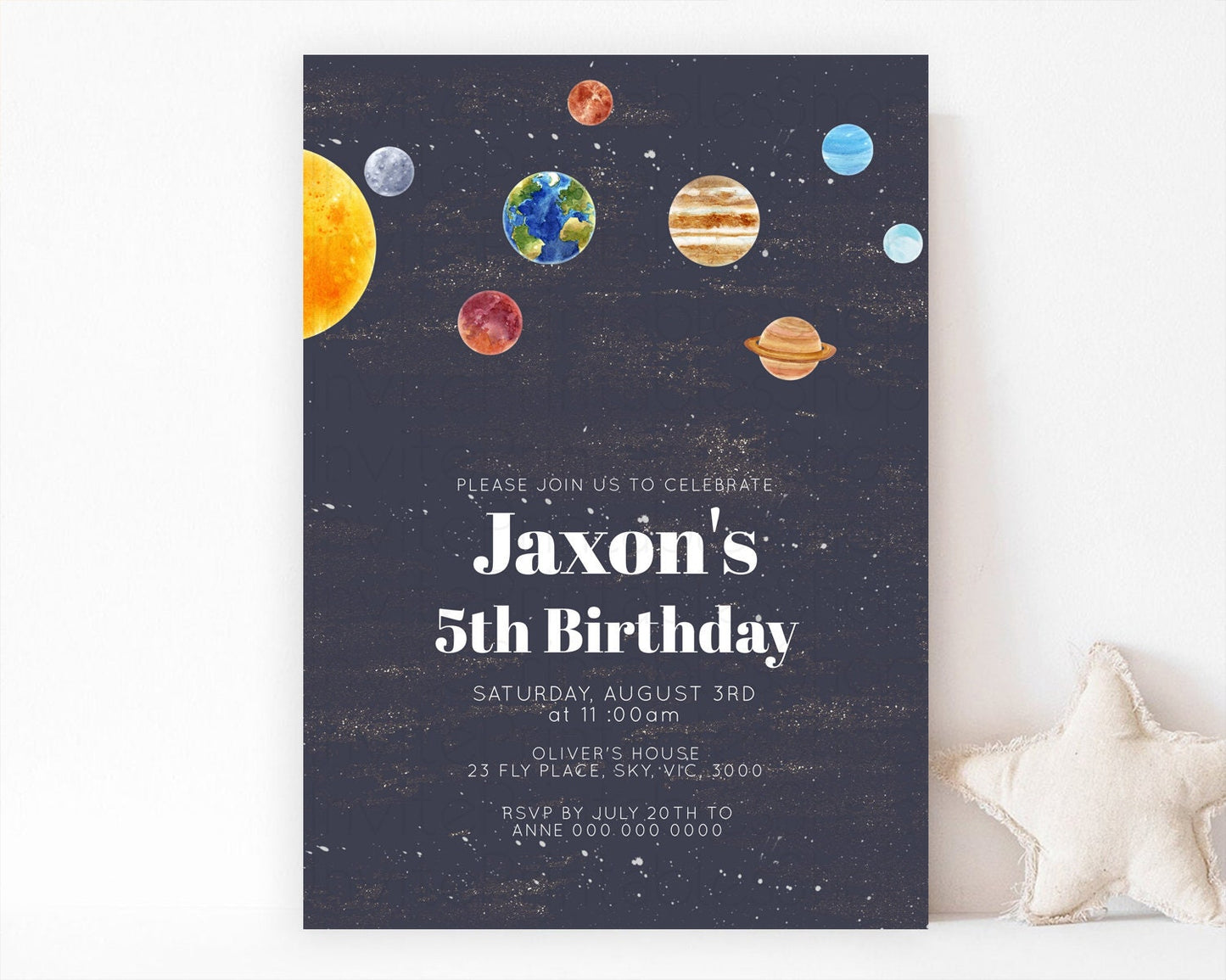 Space Birthday Invitation Space 1st Birthday Invites First Trip Around the Sun Invite Sky Stars Planets Milkyway Solar System Invite D10144