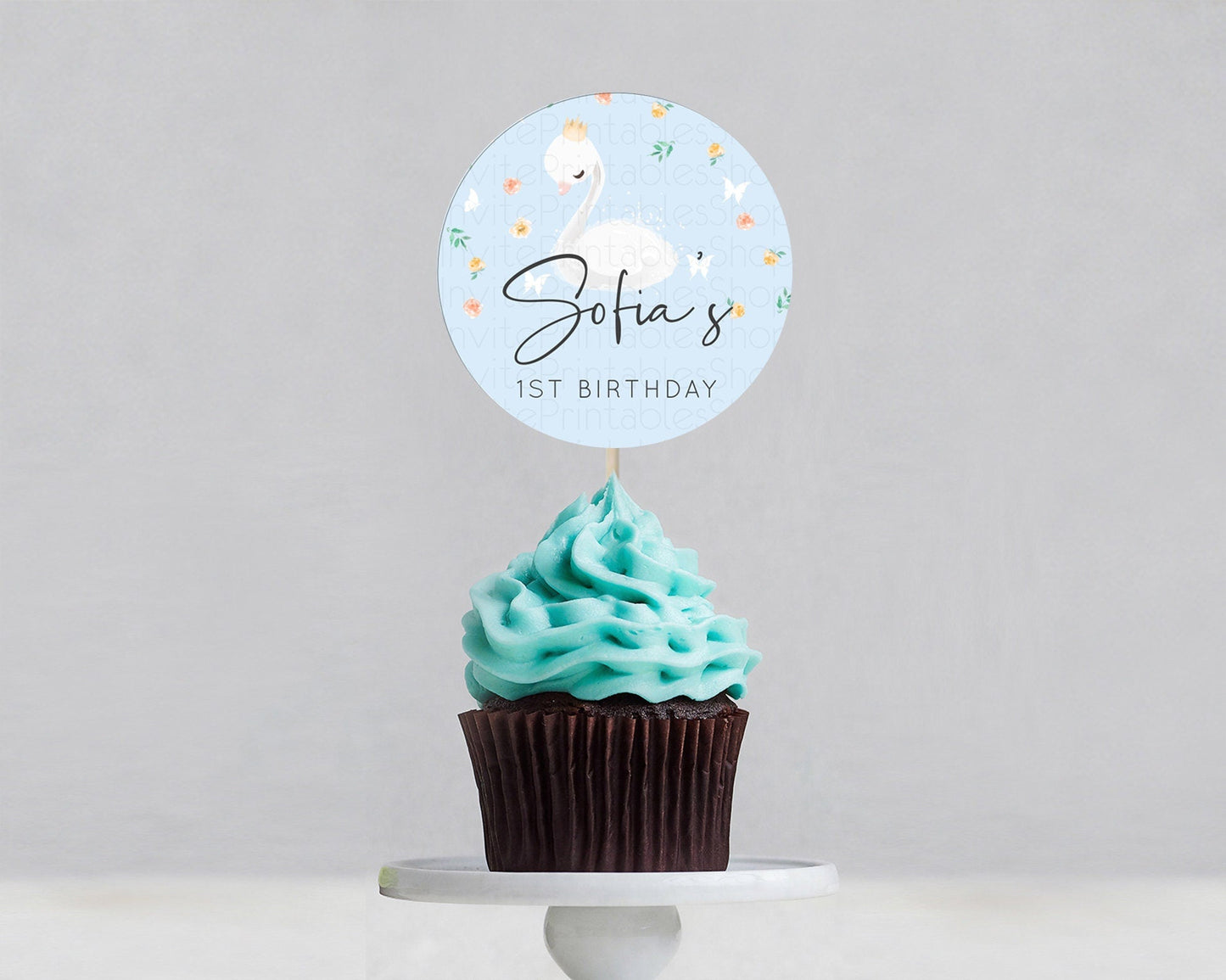 Swan Cupcake Toppers Swan Princess Ballet Cupcake Watercolour Pastel Floral Enchanted Forest Swan Lake Party Decor Secret Garden D10903