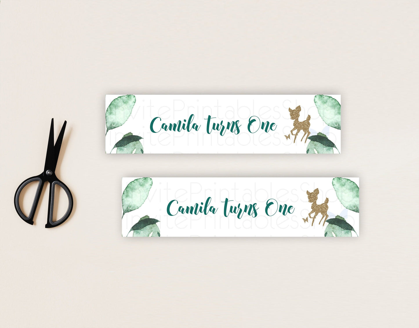 Fawn Deer Water Label Template Pastel Floral Deer Enchanted Forest Butterfly Party Decor Birthday Baptism Baby Shower Bridal Shower D10882