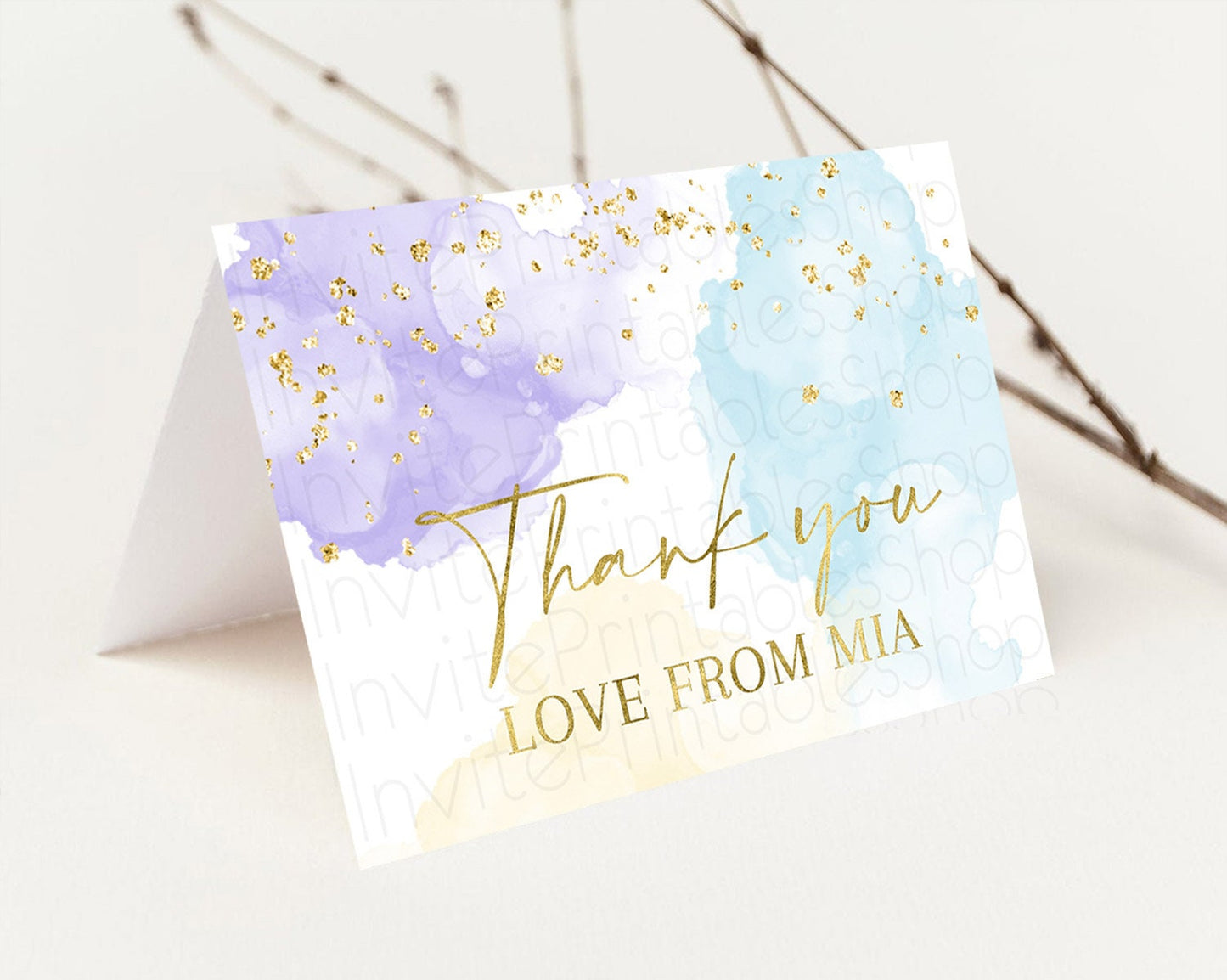 Pastel Thank You Rainbow Thank You Card Colorful Pastel Birthday Thank You Card Confetti Watercolor Pastel Teacher Thank You Cards D10206