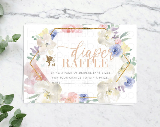 Fairy Diaper Raffle Card Fairy Diaper Insert Enchanted Garden Fairy Diaper Ticket Pastel Floral Butterfly Secret Garden Raffle Game D10829