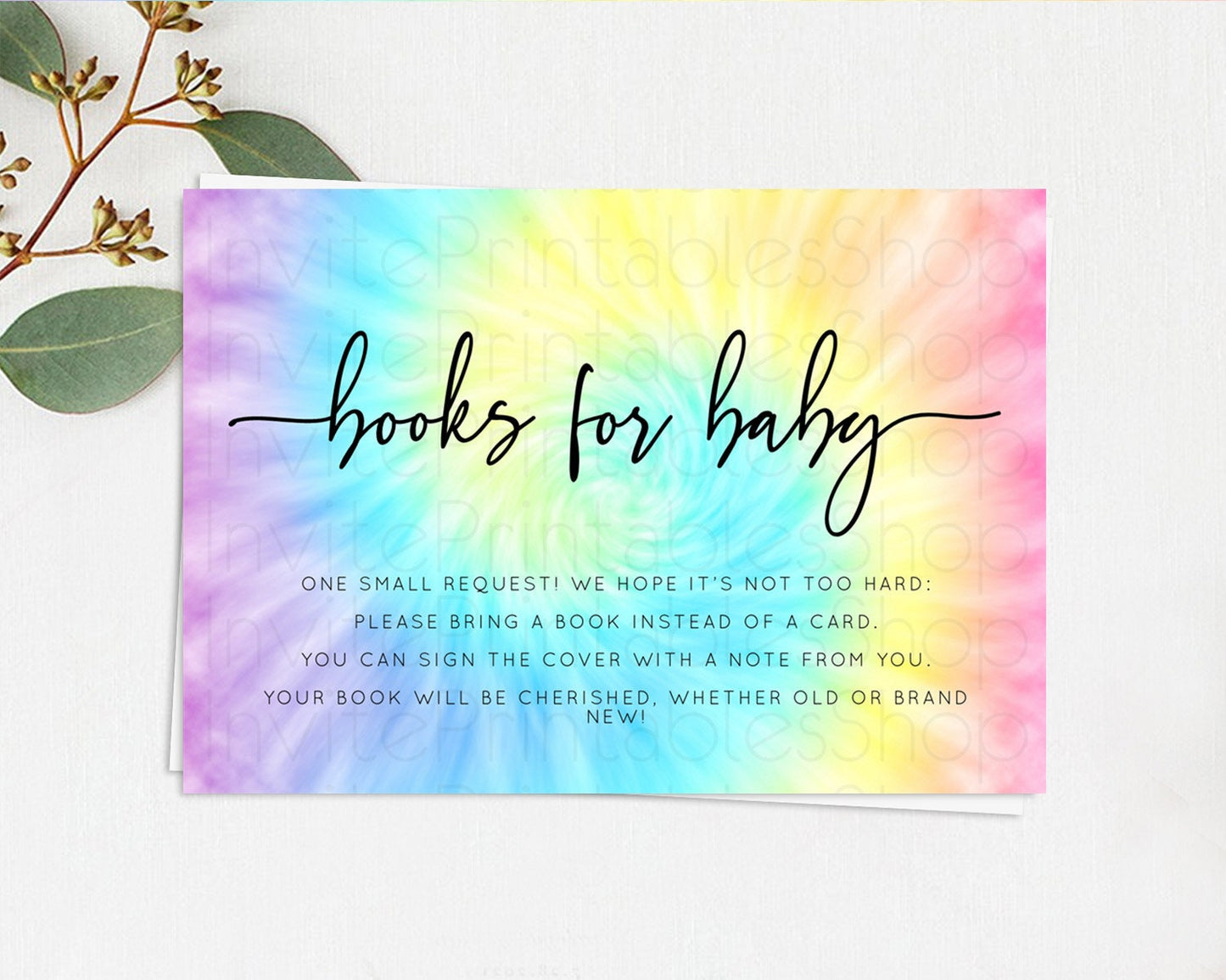 Editable Tie Dye Books For Baby Card Rainbow Tie Dye Book Insert Pastel Rain