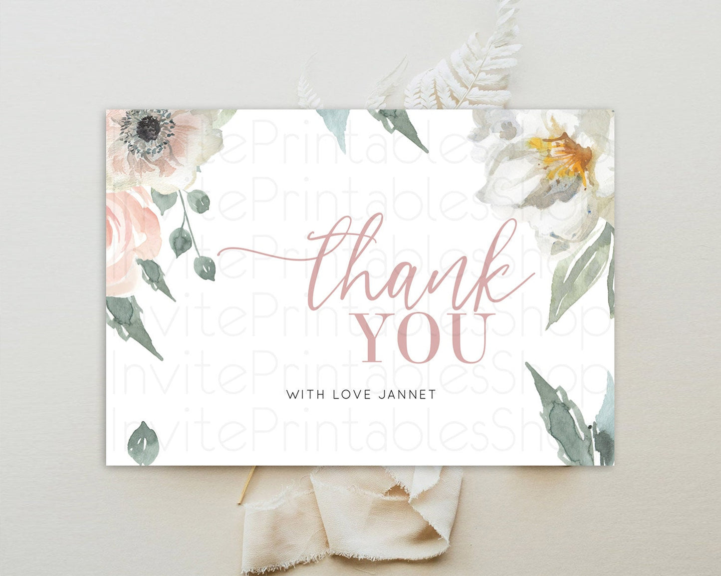 Secret Garden Thank You Wildflower Thank You Card Pastel Flower Garden Birthday Thank You Card Boho Floral Teacher Thank You Card D10121