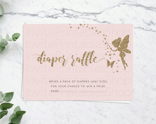 Fairy Diaper Raffle Card Fairy Diaper Insert Enchanted Garden Fairy Diaper Ticket Pastel Floral Butterfly Secret Garden Raffle Game D10899