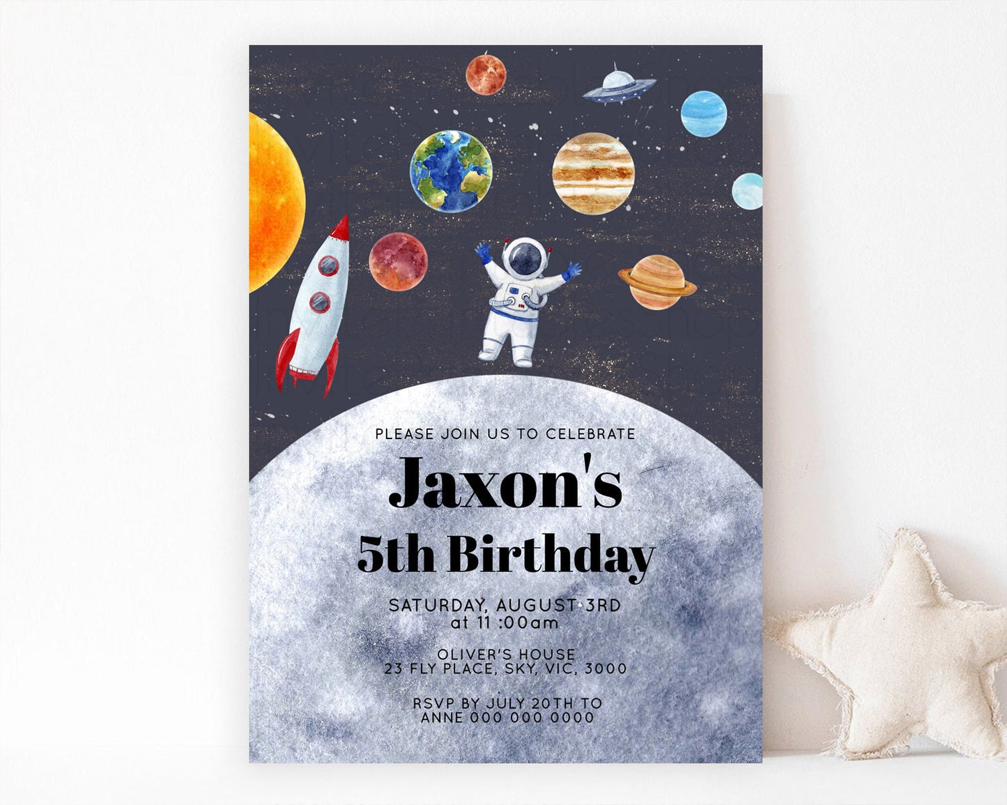 Space Birthday Invitation Space 1st Birthday Invites First Trip Around the Sun Invite Sky Stars Planets Milkyway Solar System Invite D10430