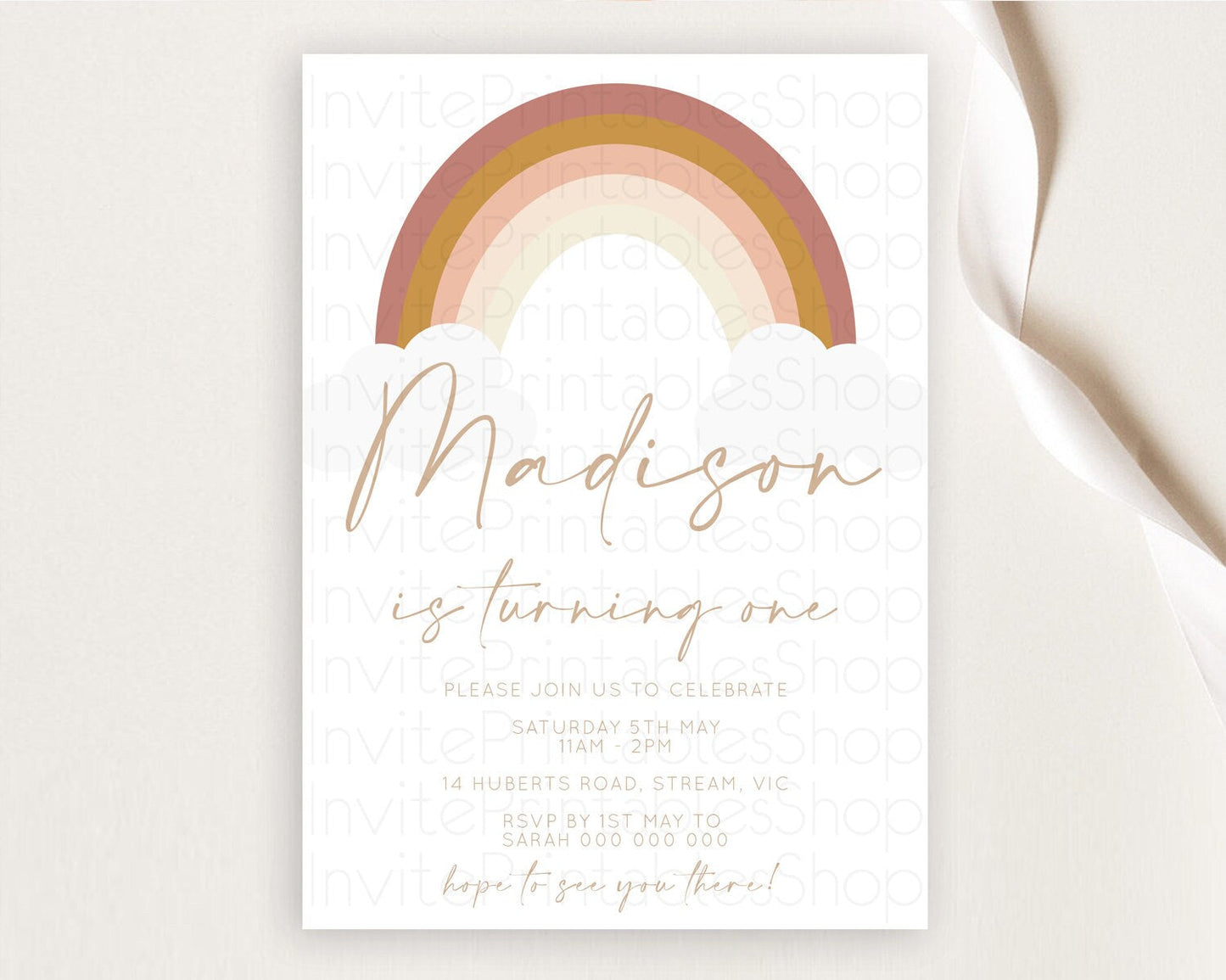 Pastel Rainbow Birthday Invitation Pastel Rainbow Invitation Rainbow Invitation Pastel Invitation Boho Rainbow 1st First Birthday D10122