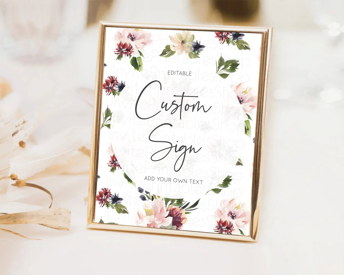 Wildflower Floral Table Sign Decor Secret Garden Sign Template Pastel Floral Garden Party Boho Flowers Birthday Baby Shower Wedding D10538