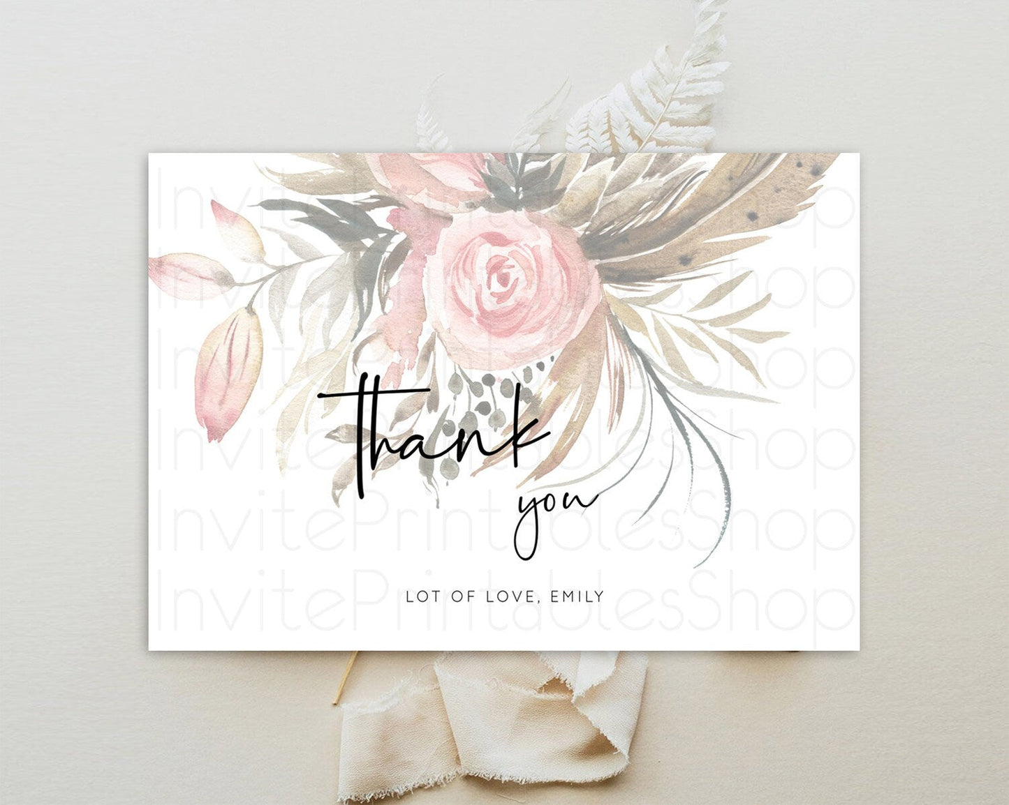 Secret Garden Thank You Wildflower Thank You Card Pastel Flower Garden Birthday Thank You Card Boho Floral Teacher Thank You Card D10686