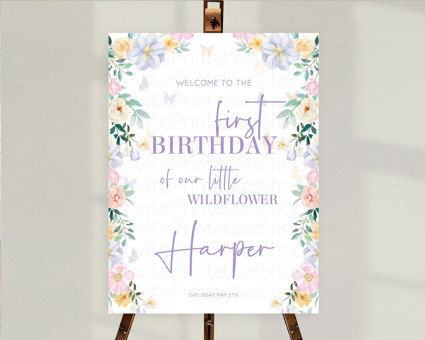 Secret Garden Welcome Sign Wildflower Welcome Board Pastel Flower Garden Welcome Poster Boho Wildflower First Birthday Welcome Sign D10472