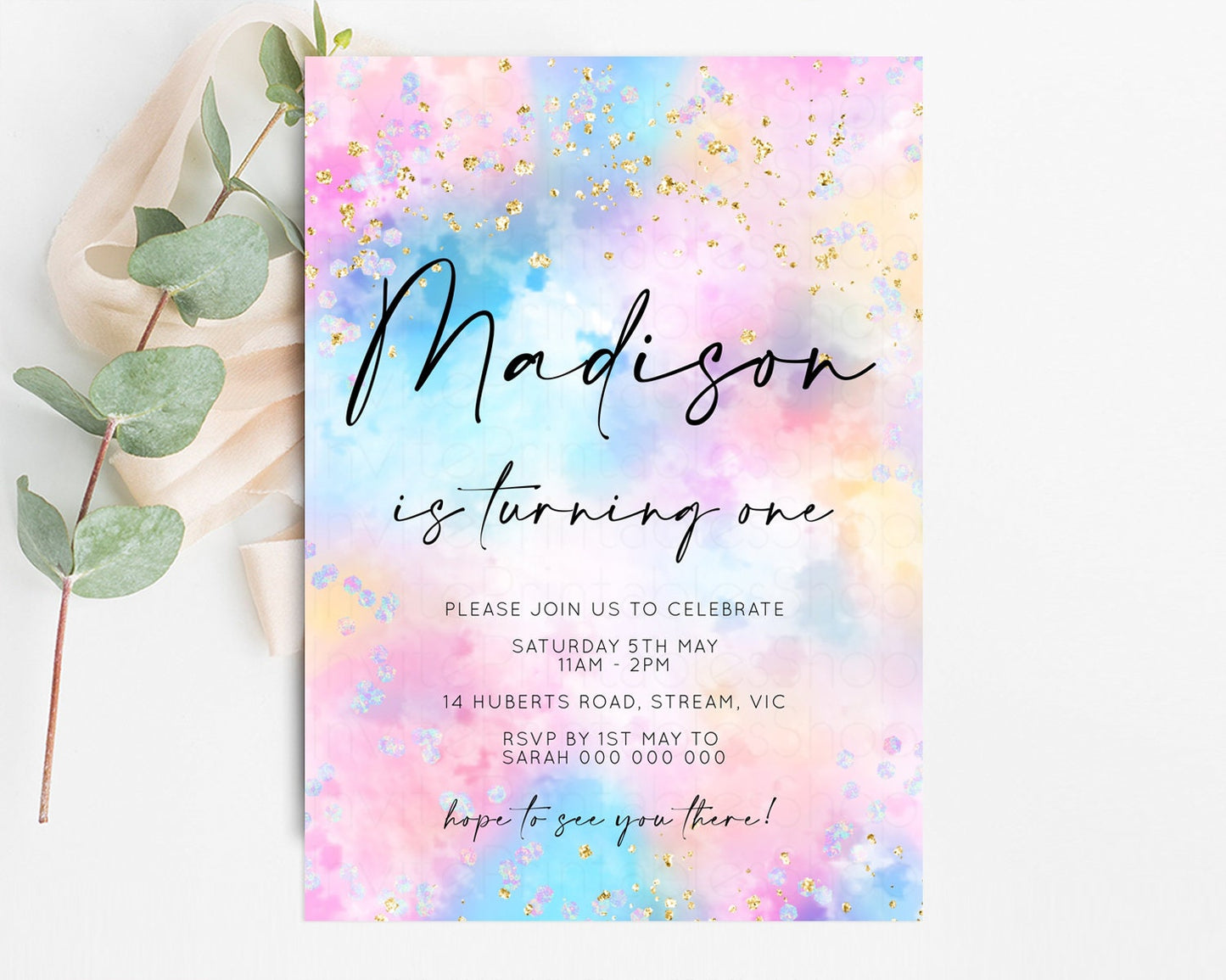 Rainbow Birthday Invitation Pastel Birthday Invite Ombre Rainbow Invite Colorful Watercolor Invite Glitter Clouds Invite 1st 2nd 3rd 589v4