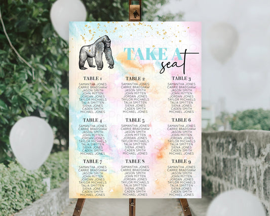 Editable Gorilla Seating Chart Jungle Gorilla Seating Sign Gorilla Party D??c