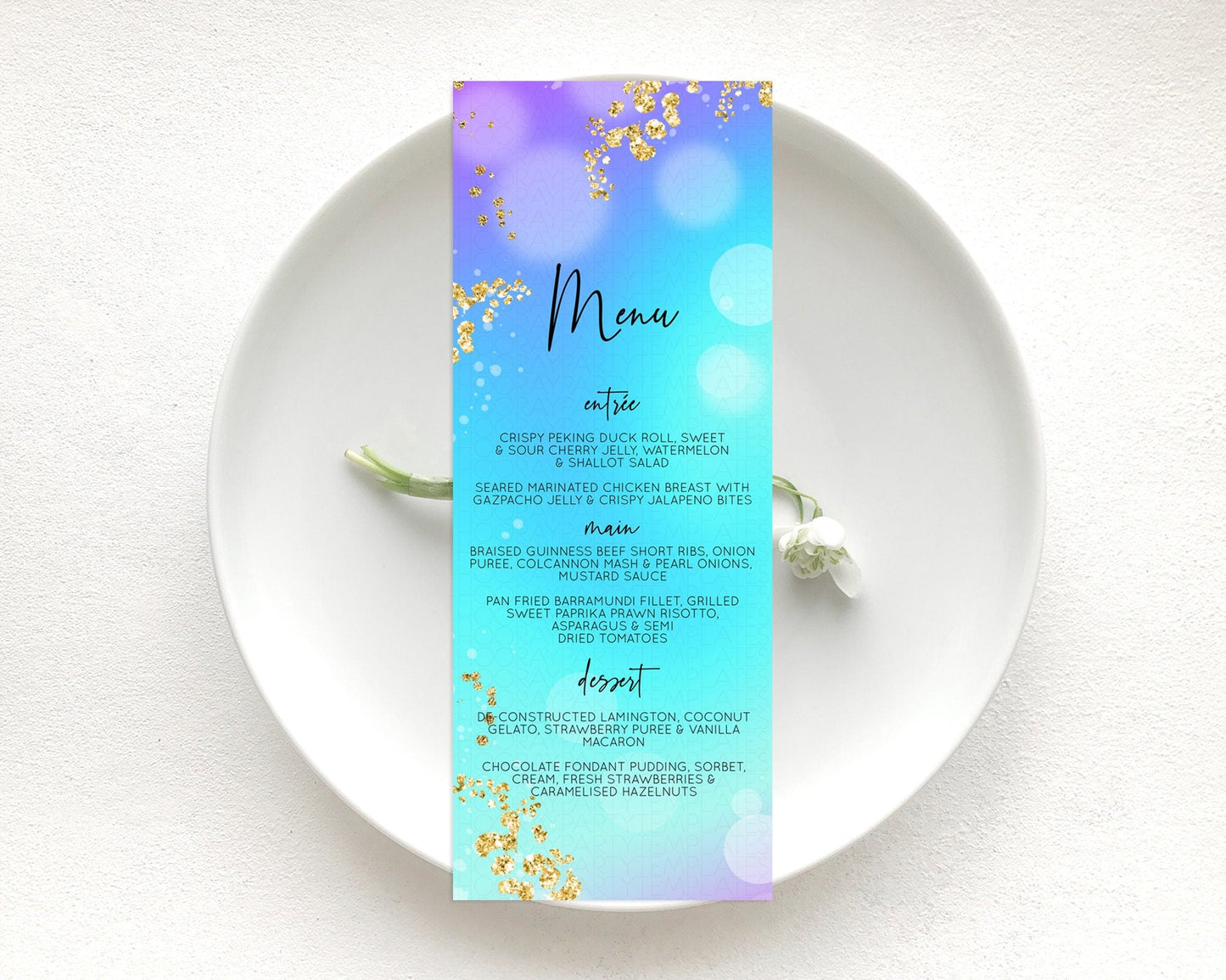Mermaid Menu Mermaid Menu Template Rainbow Fish Under The Sea Colorful Pastel Table Decor Mermaid Dinner Dessert Party Food Menu D10573