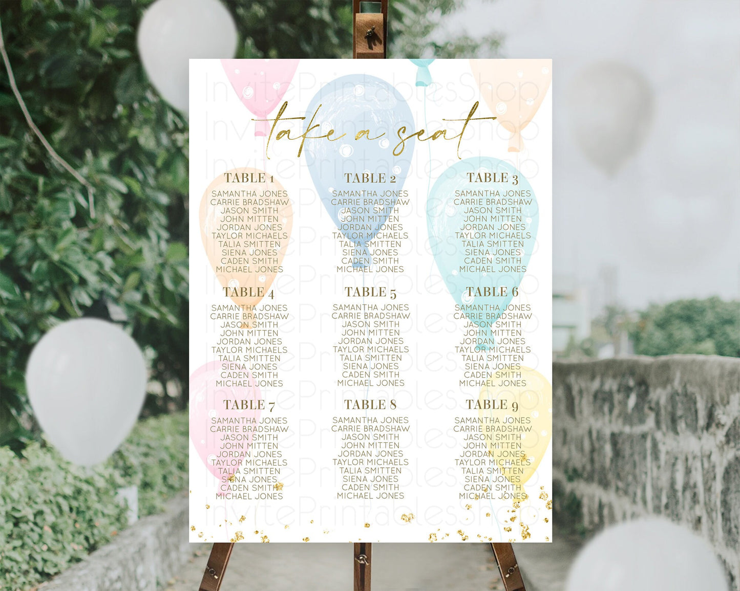 Balloon Seating Chart Pastel Seating Chart Pastel Balloon Seating Sign Colorful Pastel Rainbow Balloon Seating Board Balloon Décor D10182