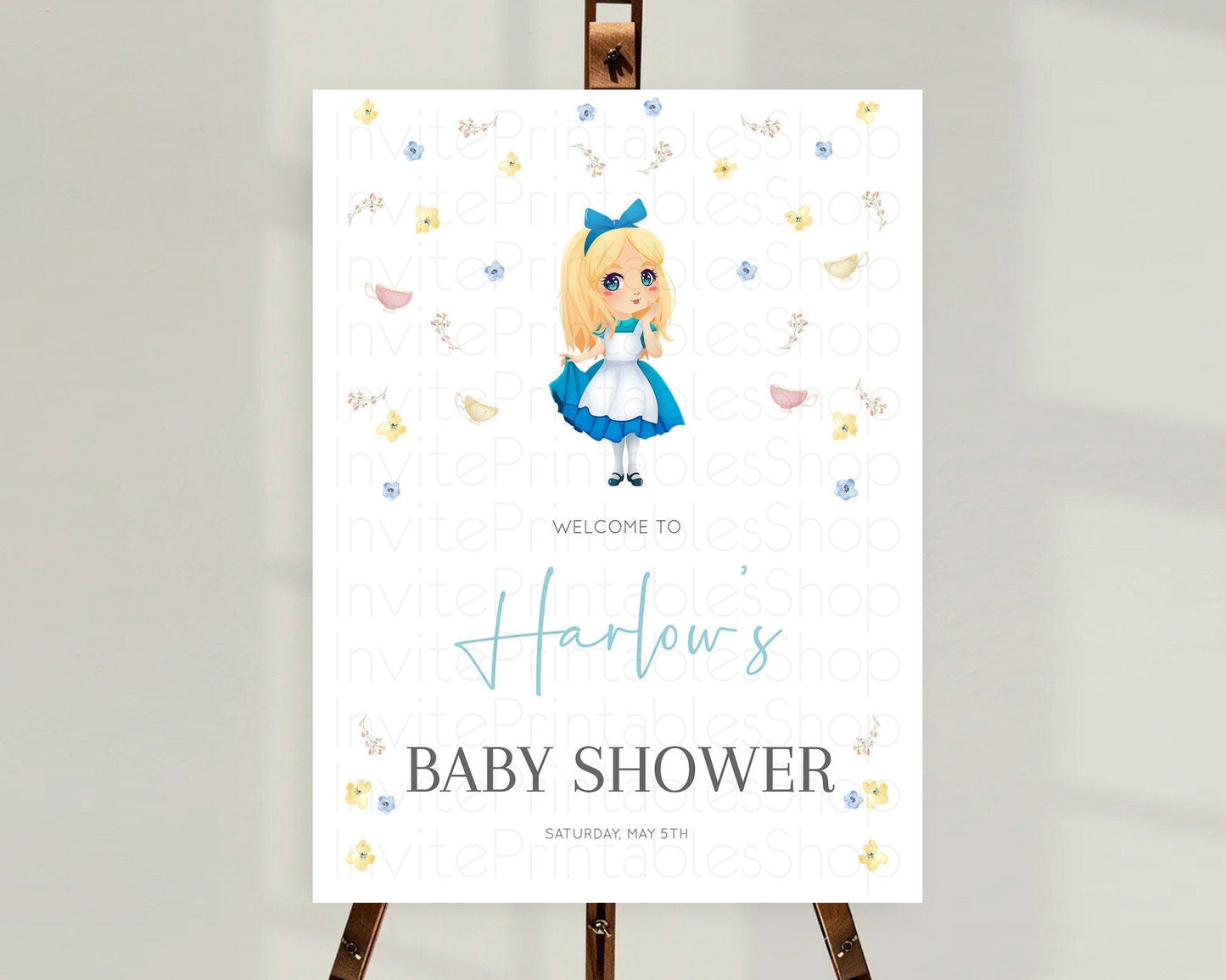 Princess Baby Shower Welcome Sign Castle Welcome Board Secret Garden Enchanted Castle Pastel Floral Garden Baby Shower Welcome Sign D10886