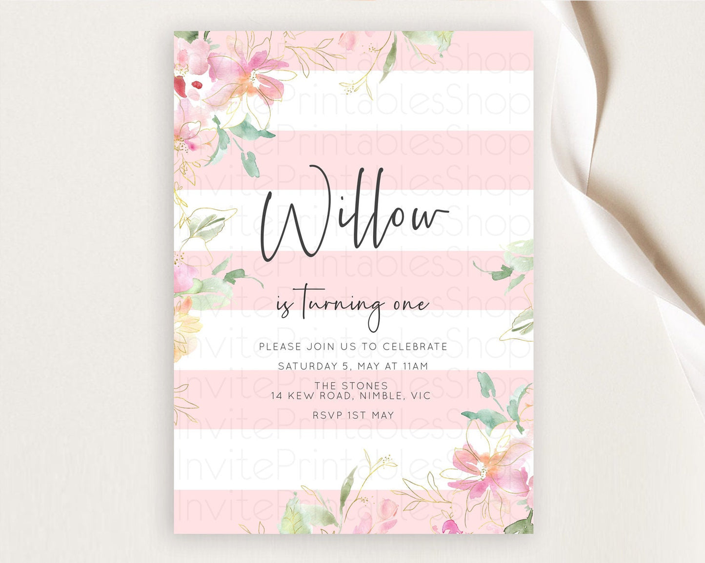 Secret Garden Invitation Wildflower Birthday Invitation Pastel Flowers Invite Enchanted Garden Boho Floral 3rd 2nd First Birthday D10300