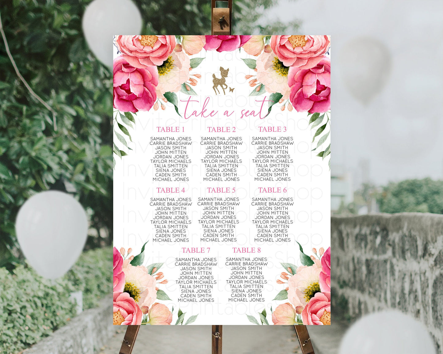 Editable Fawn Seating Chart Deer Seating Chart Enchanted Forest Party Butter