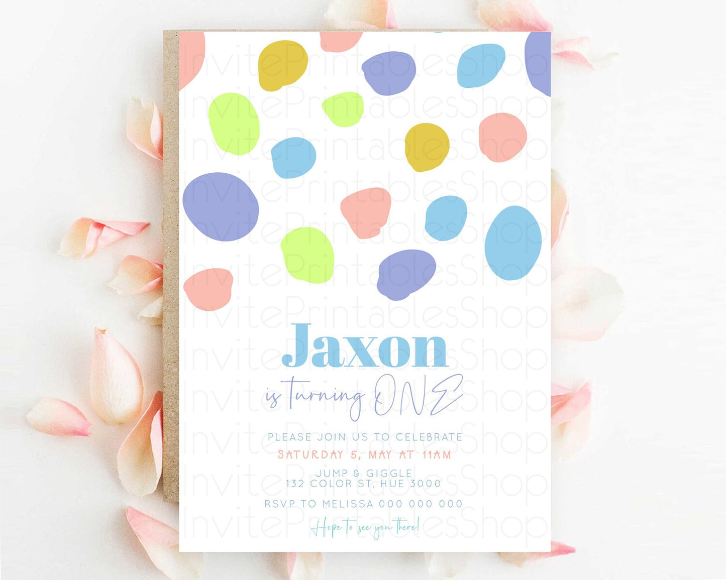 Pastel Birthday Invitation Pastel Confetti Birthday Invitation Bubbles Invitation Colorful Rainbow Confetti 2nd 1st First Birthday D11047