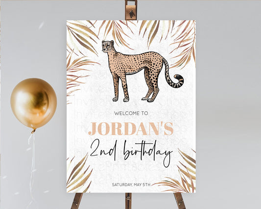 Cheetah Welcome Sign Cheetah Welcome Board Cheetah Party Welcome Poster Safari Adventure Decor Cheetah First Birthday Welcome Sign D10291