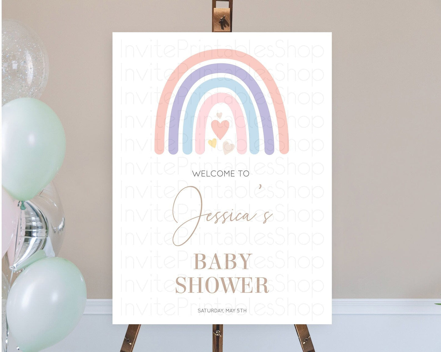 Pastel Rainbow Baby Shower Welcome Sign Boho Rainbow Welcome Board Rainbow Welcome Sign Pastel Welcome Decor Rainbow Welcome Sign D10788