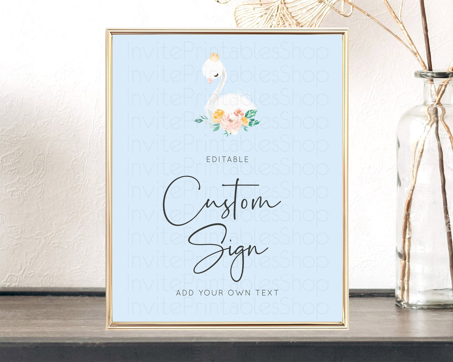 Swan Table Sign Decor Swan Princess Ballet Party Enchanted Swan Lake Secret Garden Pastel Floral 1st Birthday Baptism Baby Shower D10903