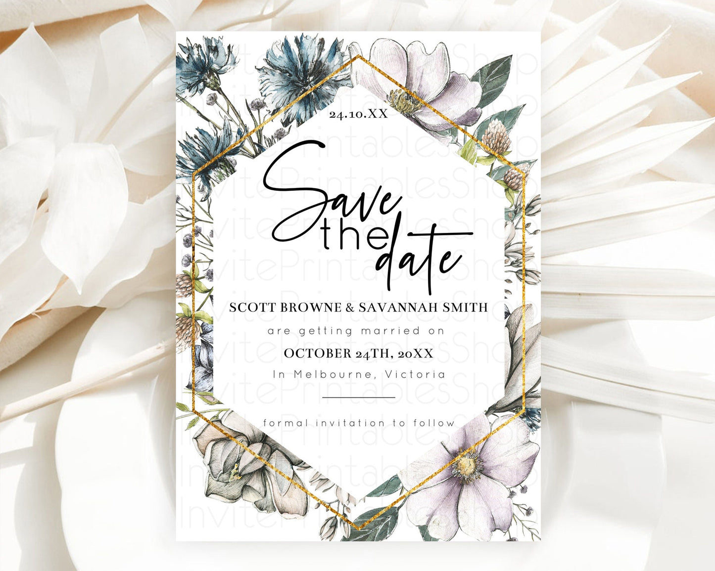 Wildflower Save The Date Template Secret Garden Save The Date Pastel Floral Garden Party Boho Flowers Birthday Baby Shower Wedding D10501