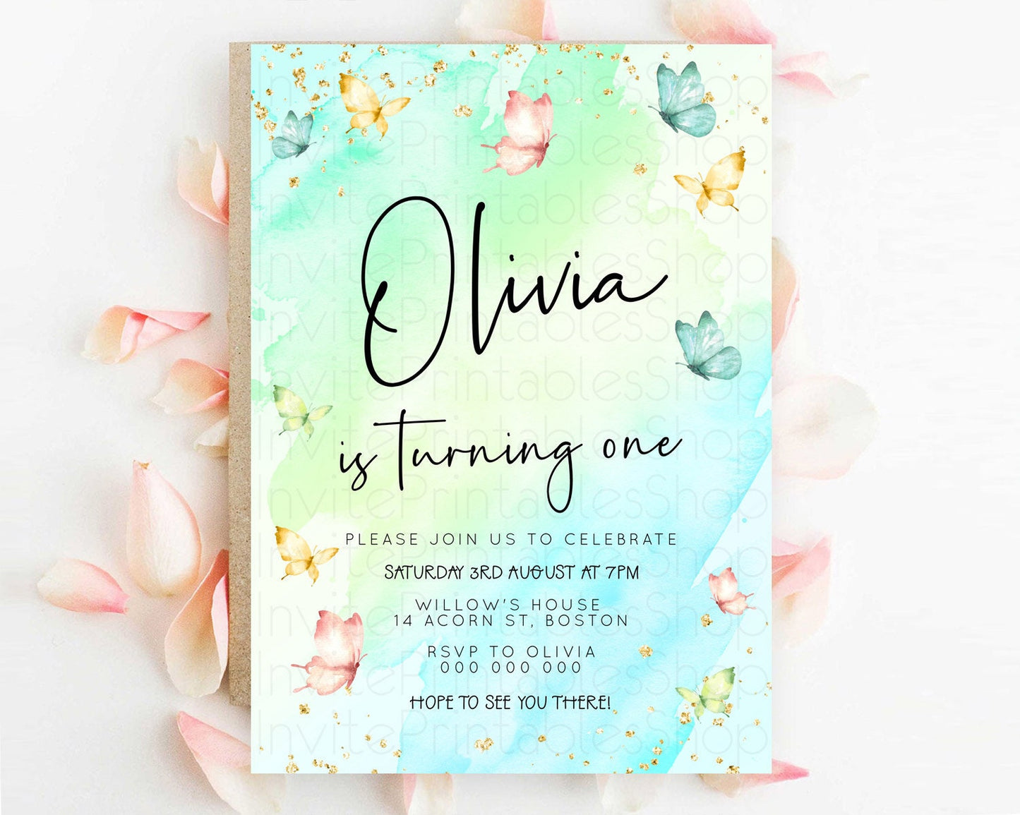 Editable Pastel Butterfly Birthday Invitation Butterfly Birthday Invitation