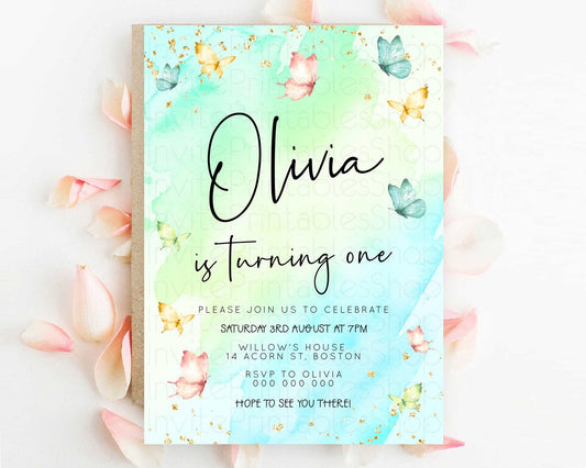Editable Pastel Butterfly Birthday Invitation Butterfly Birthday Invitation