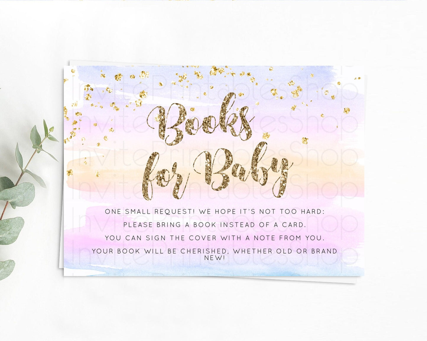 Pastel Books For Baby Card Pastel Rainbow Book Insert Colorful Ombre Watercolor Book Card Confetti Glitter Baby Book Poem Request D10595