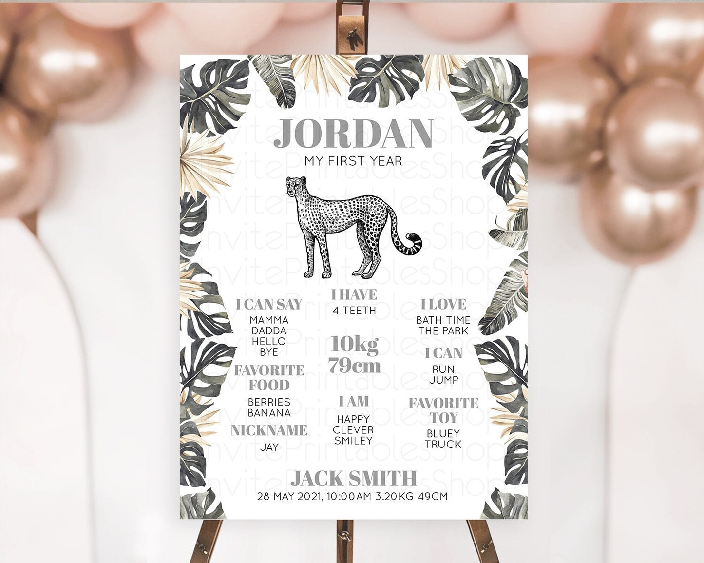 Cheetah First Birthday Milestone Board Cheetah Milestone Poster Cheetah Decor Safari Adventure Cheetah First Birthday Welcome Sign D10823