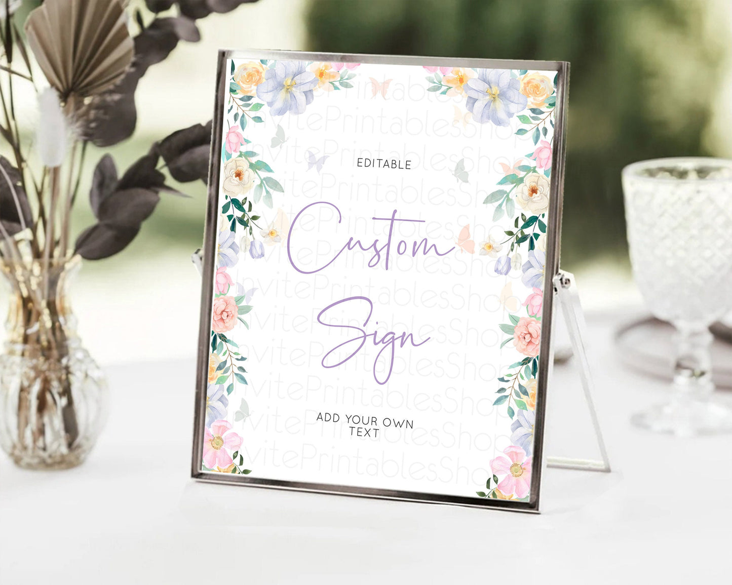 Editable Wildflower Floral Table Sign Decor Secret Garden Sign Template Past