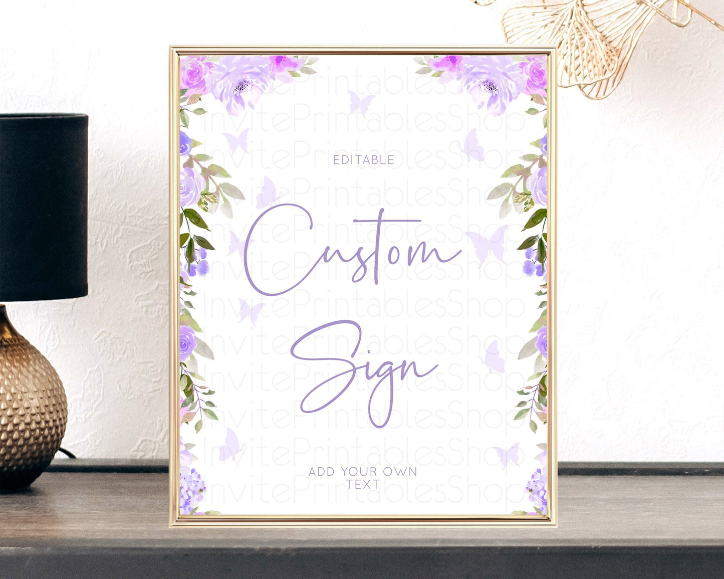 Wildflower Floral Table Sign Decor Secret Garden Sign Template Pastel Floral Garden Party Purple Flowers Birthday Baby Shower Wedding D10719