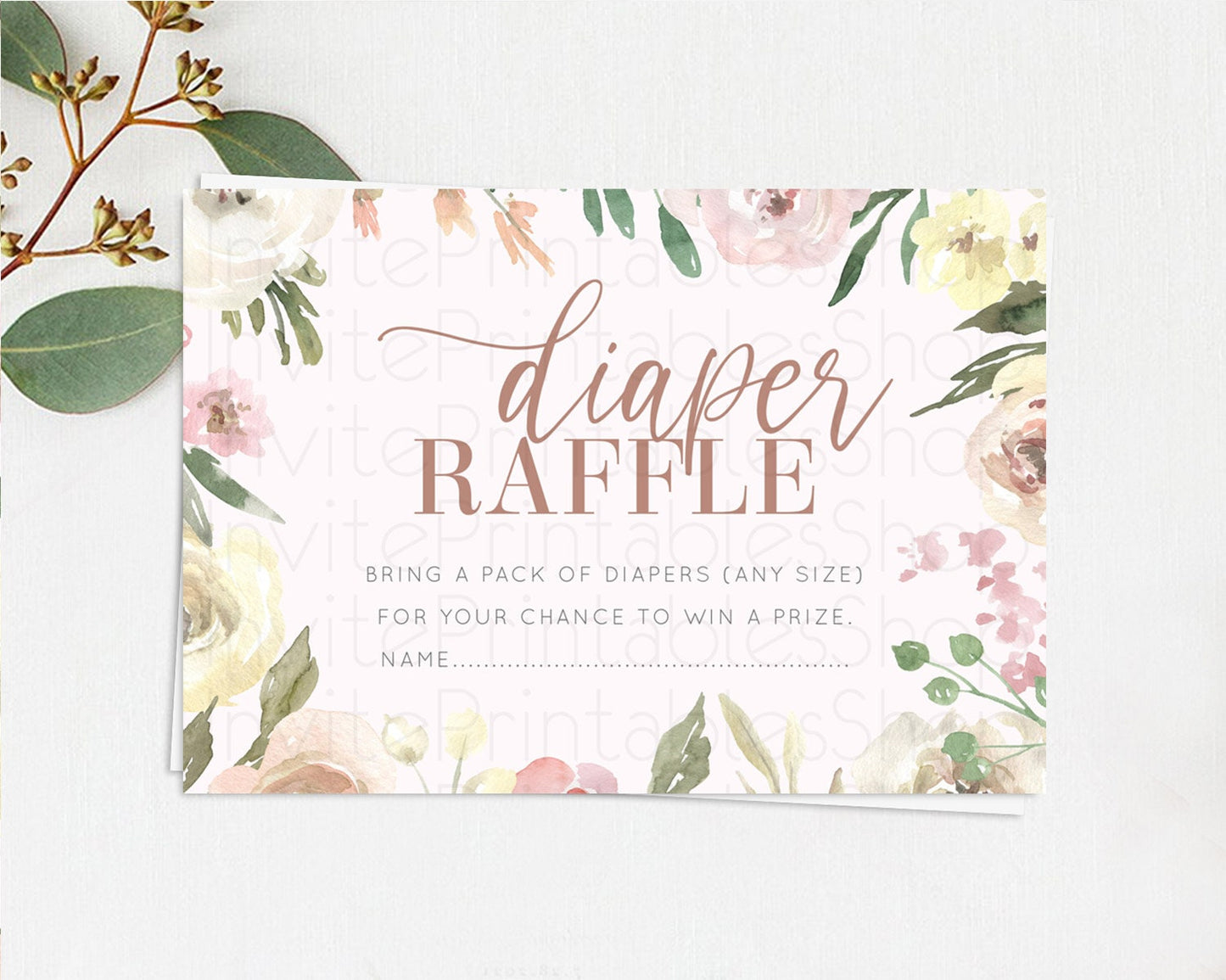 Secret Garden Diaper Raffle Card Boho Wildflower Diaper Raffle Insert Pastel Flower Garden Baby Shower Card Flower Raffle Game D10192