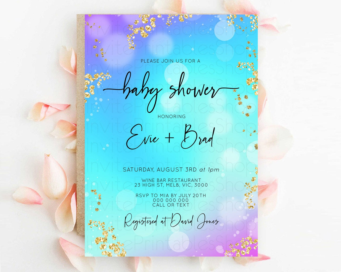 Mermaid Baby Shower invitation Pastel Mermaid Invitation Rainbow Fish Invitation Under The Sea Colorful Pastel Watercolor Invite D10573