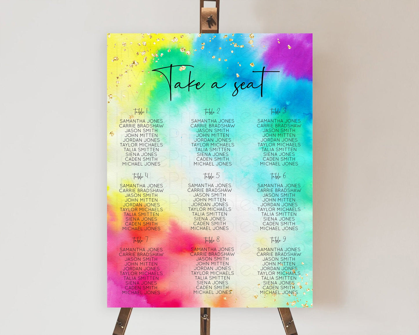 Tie Dye Seating Chart Rainbow Tie Dye Seating Chart Rainbow Colorful Seating Chart Tie Dye Pastel Rainbow Party Decor Take A Seat D10462