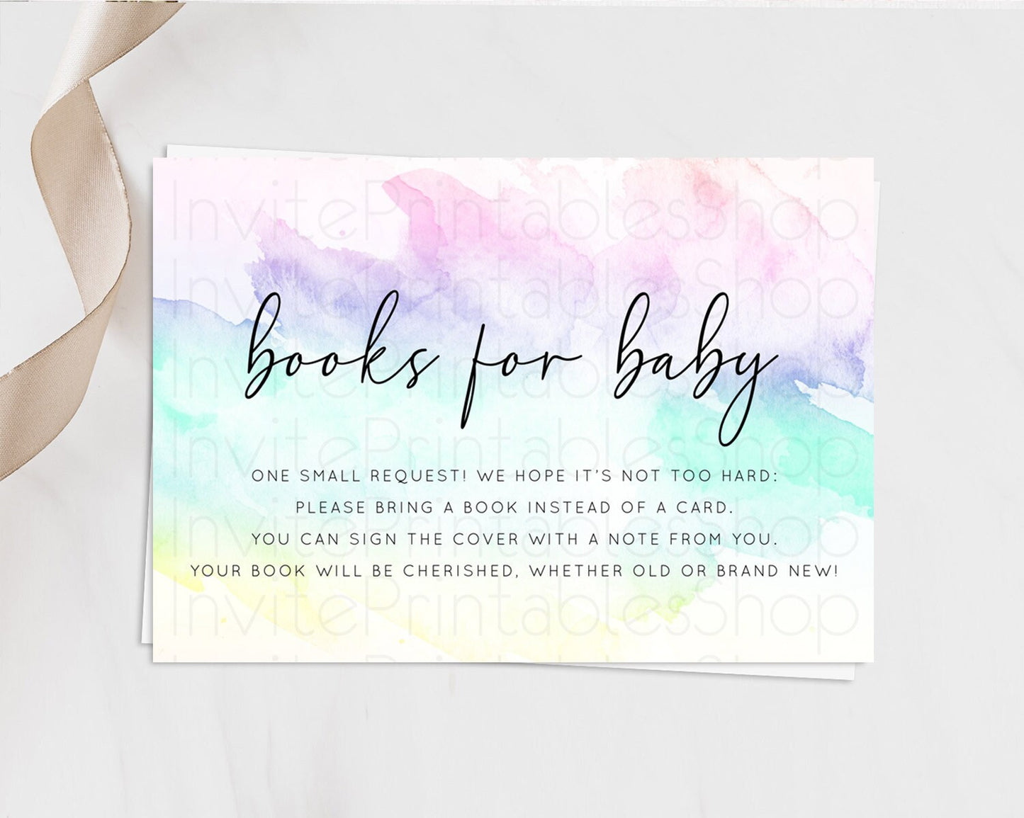 Pastel Books For Baby Card Pastel Rainbow Book Insert Colorful Ombre Watercolor Book Card Confetti Glitter Baby Book Poem Request D10231