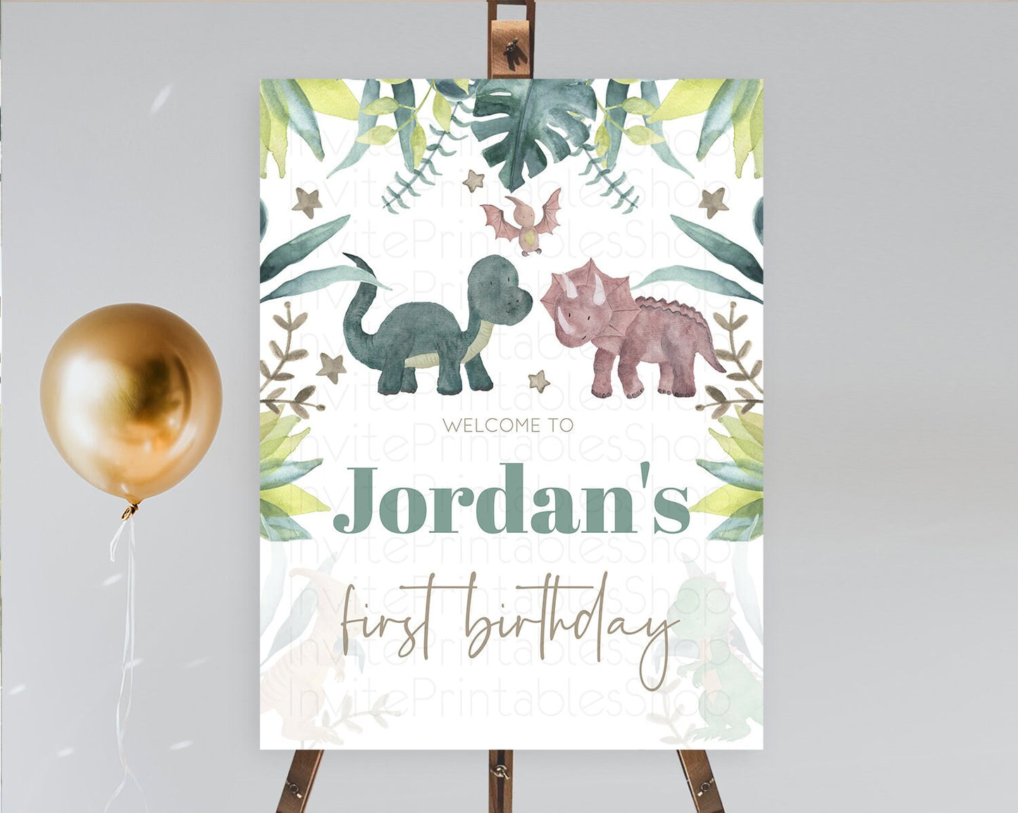 Dinosaur Welcome Sign Dinosaur Volcano Welcome Poster Dino Watercolor Volcano T-Rex Raptor Jurassic First Birthday Welcome Sign D10597