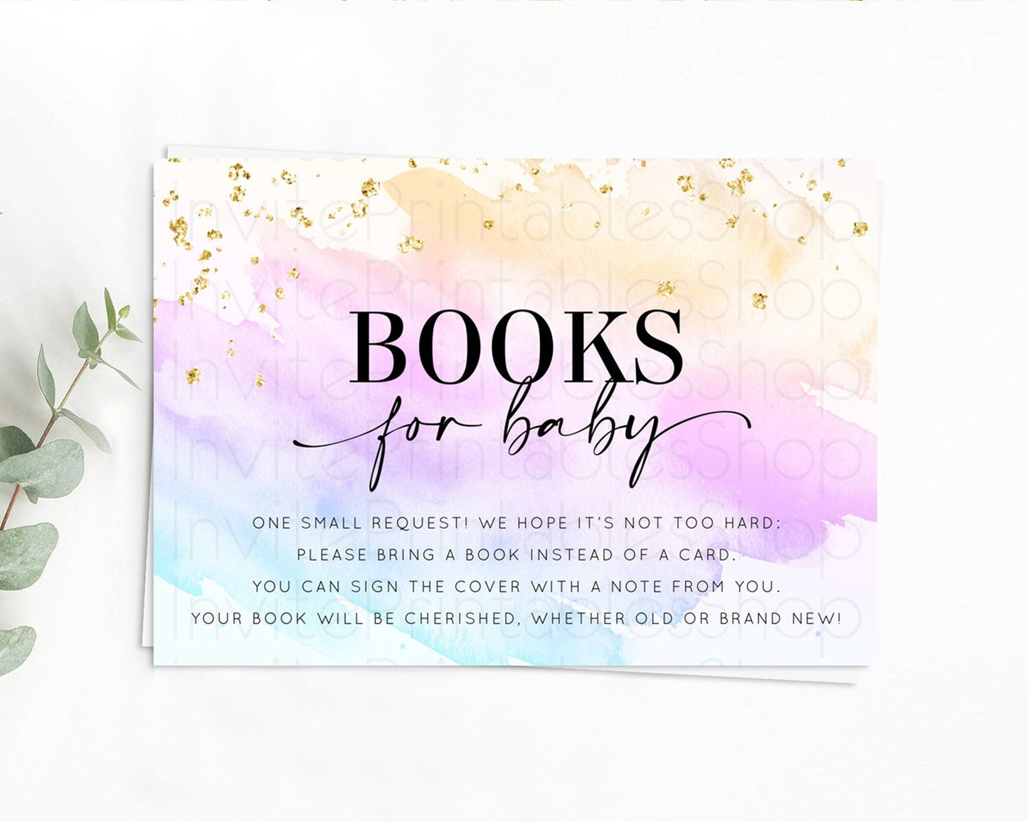 Pastel Books For Baby Card Pastel Rainbow Book Insert Colorful Ombre Watercolor Book Card Confetti Glitter Baby Book Poem Request D10175