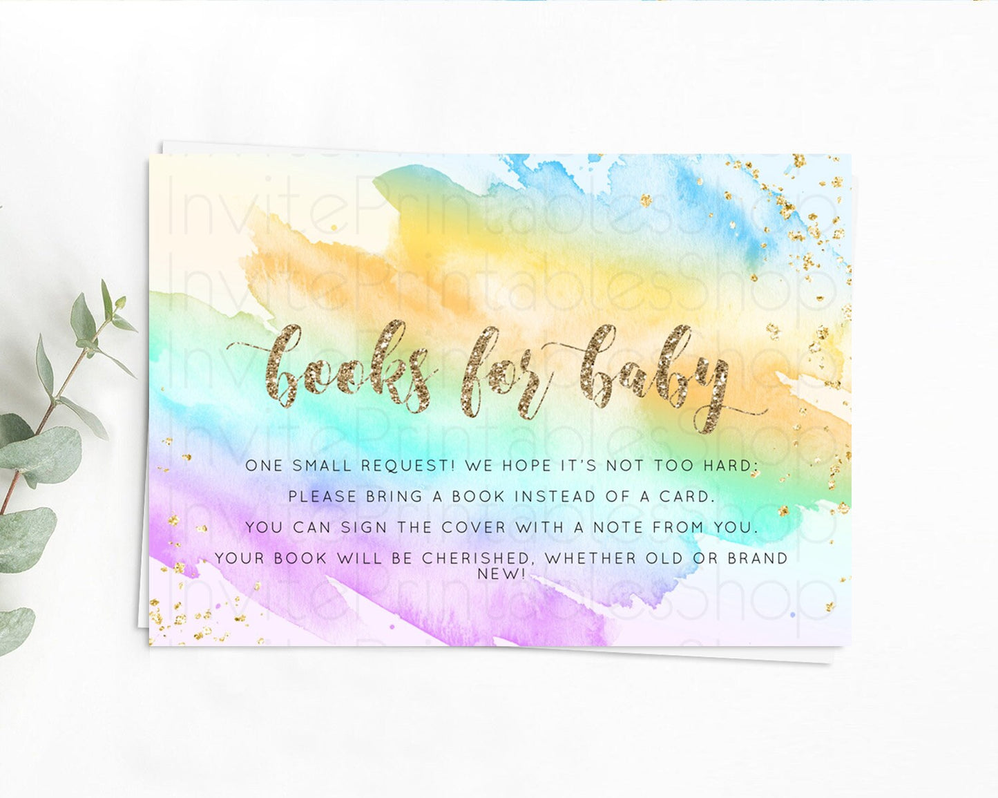 Pastel Books For Baby Card Pastel Rainbow Book Insert Colorful Ombre Watercolor Book Card Confetti Glitter Baby Book Poem Request D10426